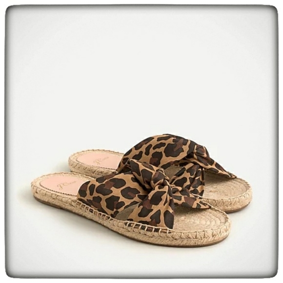 J. Crew Twisted-knot sandals leopard canvas-10 - Picture 1 of 4